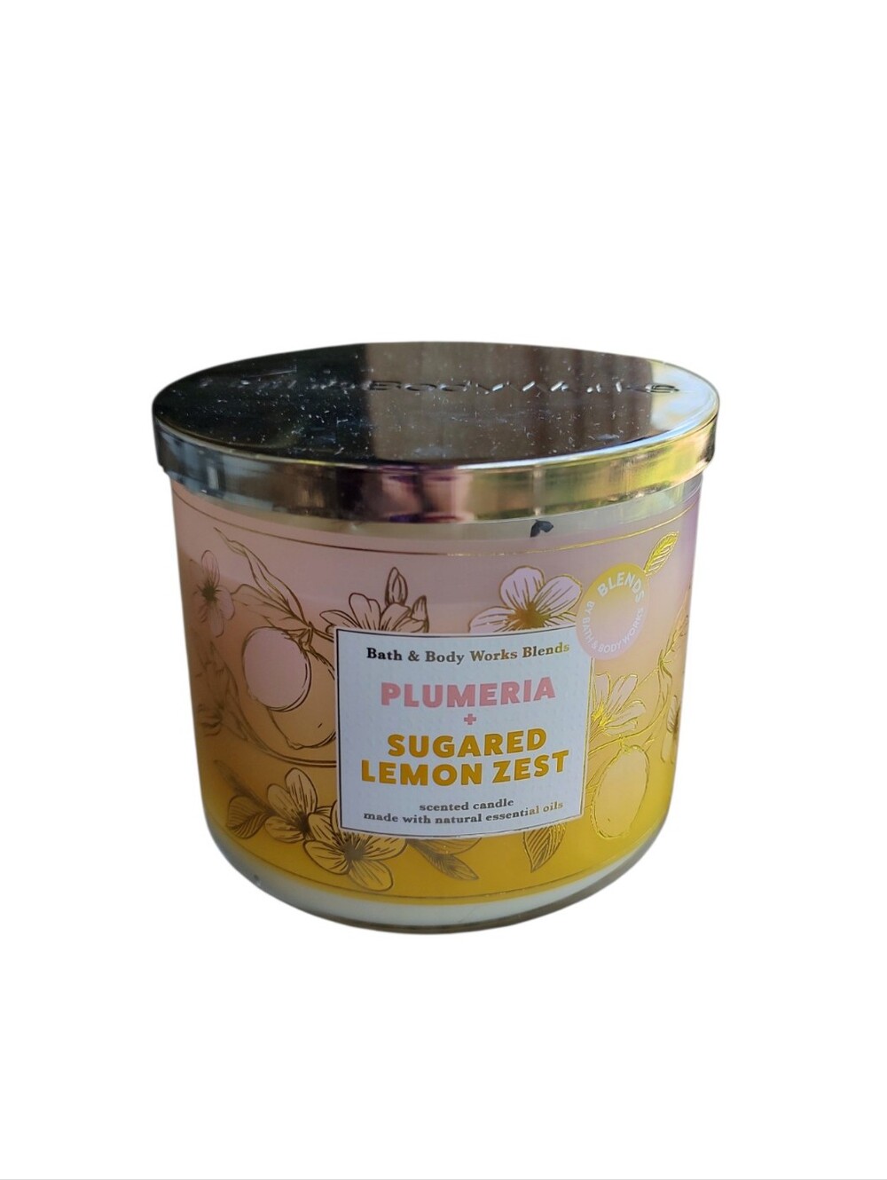 Rare Bath & Body Works Plumeria Sugared Lemon Zest Scented Candle - Yellow/Pink